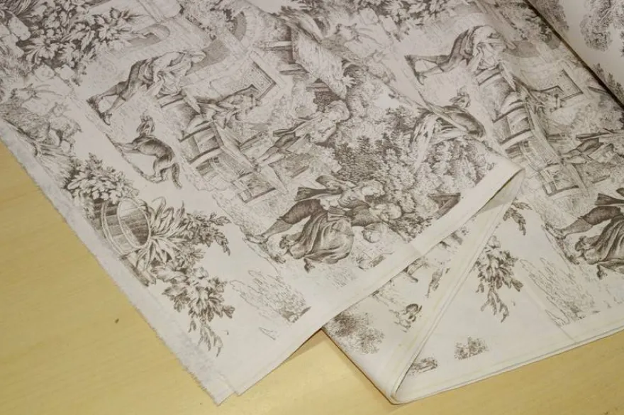TESSUTO COTONE PANAMA TOILE DE JOUY BEIGE