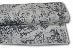 TESSUTO COTONE PANAMA TOILE DE JOUY GRIGIO