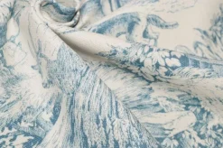 TESSUTO COTONE PANAMA TOILE DE JOUY AZZURRO
