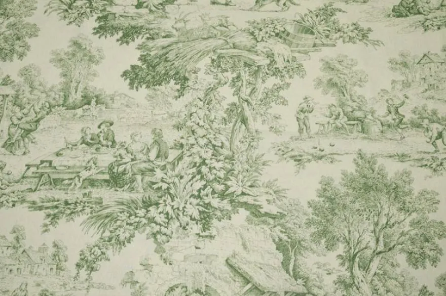 TESSUTO COTONE PANAMA TOILE DE JOUY VERDE