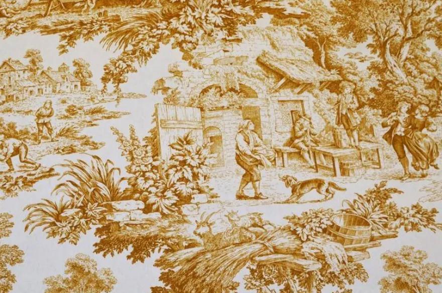 TESSUTO COTONE PANAMA TOILE DE JOUY SENAPE