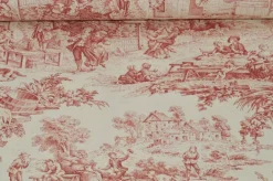 TESSUTO COTONE PANAMA TOILE DE JOUY ROSSO