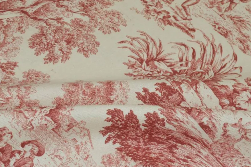 TESSUTO COTONE PANAMA TOILE DE JOUY ROSSO