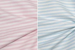 TESSUTO COTONE RIGHE ROSA E CELESTE