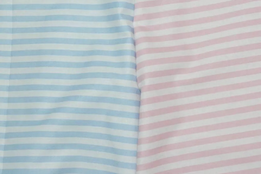 TESSUTO COTONE RIGHE ROSA E CELESTE