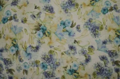 TESSUTO COTONE STAMPA DIGITALE FIORE AZZURRO