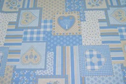 TESSUTO COTONE STAMPATO FANTASIA PATCWORK AZZURRO