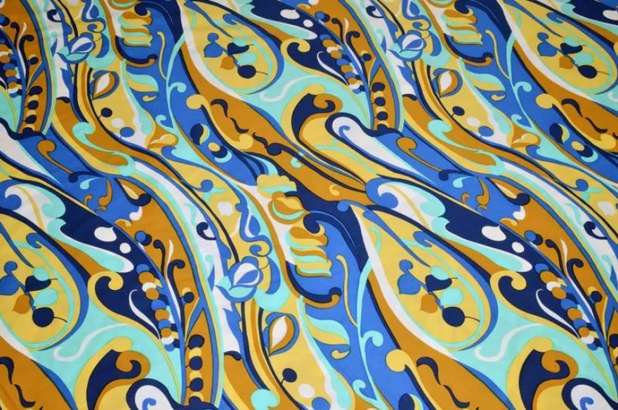 TESSUTO COTONE STREATCH FANTASIA MULTICOLOR AZZURRA