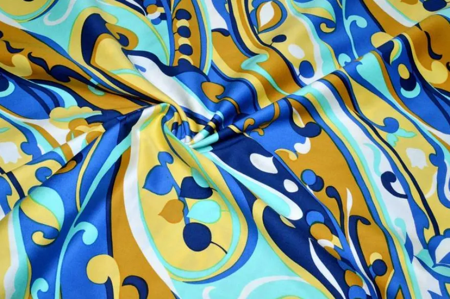 TESSUTO COTONE STREATCH FANTASIA MULTICOLOR AZZURRA