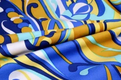 TESSUTO COTONE STREATCH FANTASIA MULTICOLOR AZZURRA