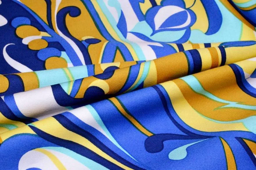TESSUTO COTONE STREATCH FANTASIA MULTICOLOR AZZURRA