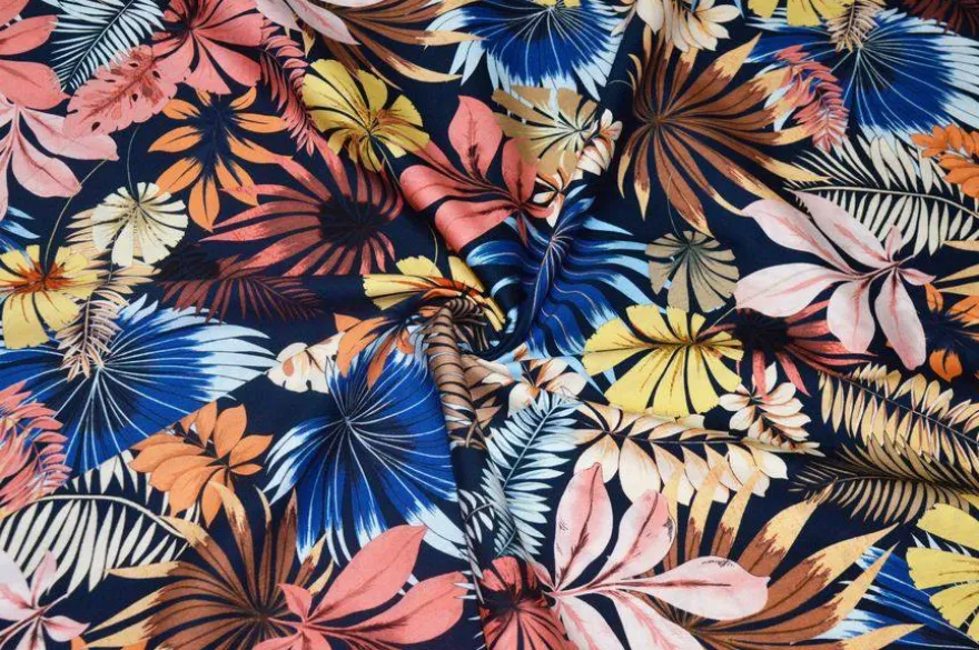 TESSUTO COTONE STRETCH FANTASIA FOLIAGE