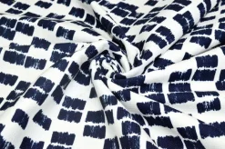 TESSUTO COTONE STRETCH FANTASIA BIANCA E BLU