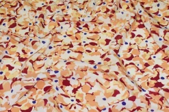 TESSUTO CREPE DE CHINE PURA SETA FIORE ASTRATTO BORDEAUX