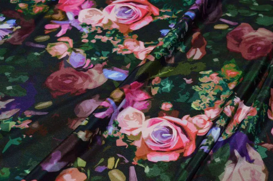 TESSUTO CREPE DE CHINE PURA SETA FANTASIA ROSE