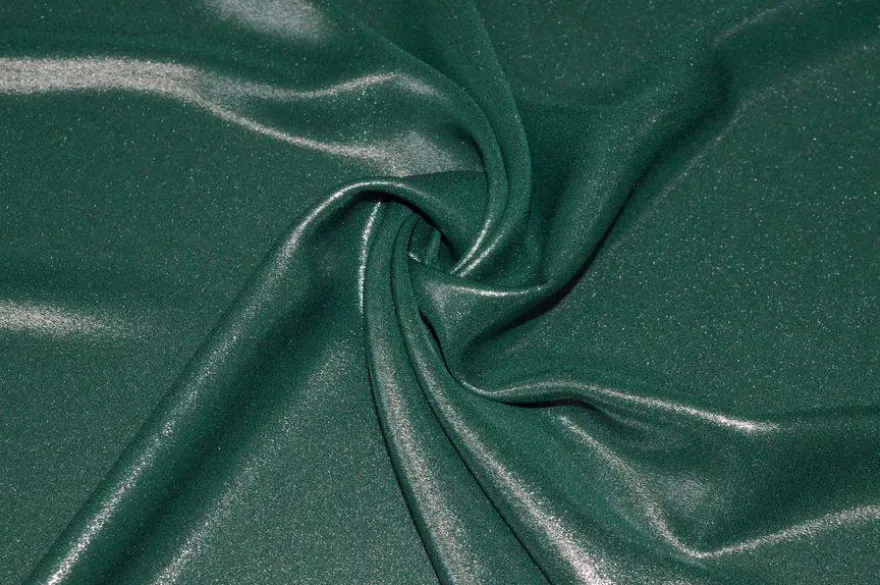 TESSUTO CREPE DE CHINE VERDONE LUREX ARGENTO