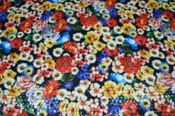 TESSUTO CREPE FANTASIA FLOREALE CON PAILLETTES APPLICATE