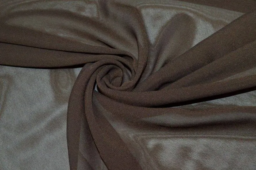 TESSUTO CREPE GEORGETTE MISTO SETA MARRONE CALDO