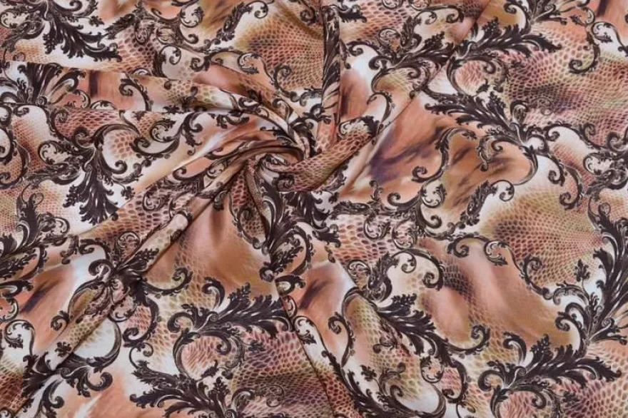 TESSUTO CREPE PURA SETA FANTASIA ALTA MODA BRUCIATO