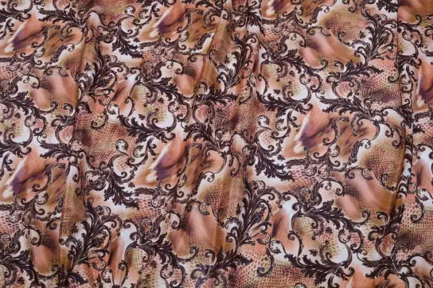 TESSUTO CREPE PURA SETA FANTASIA ALTA MODA BRUCIATO