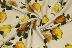 TESSUTO CREPE PURA VISCOSA FANTASIA ROSE GIALLE