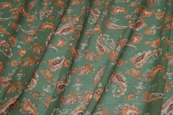 TESSUTO CREPON DISEGNO CASHMERE ARANCIO E VERDE