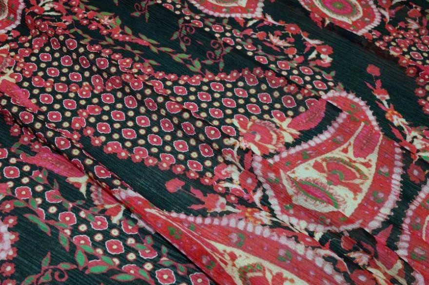 TESSUTO CREPON DISEGNO CASHMERE FUCSIA