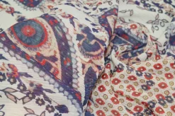 TESSUTO CREPON DISEGNO CASHMERE BIANCO E BLU