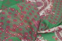 TESSUTO CREPON DISEGNO CASHMERE FUCSIA E VERDE