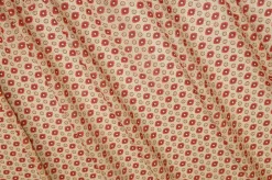 TESSUTO CREPON FANTASIA FIORELLINO ROSSO FONDO BEIGE