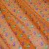 TESSUTO CREPON PURA SETA DISEGNO FRUIT ARANCIO