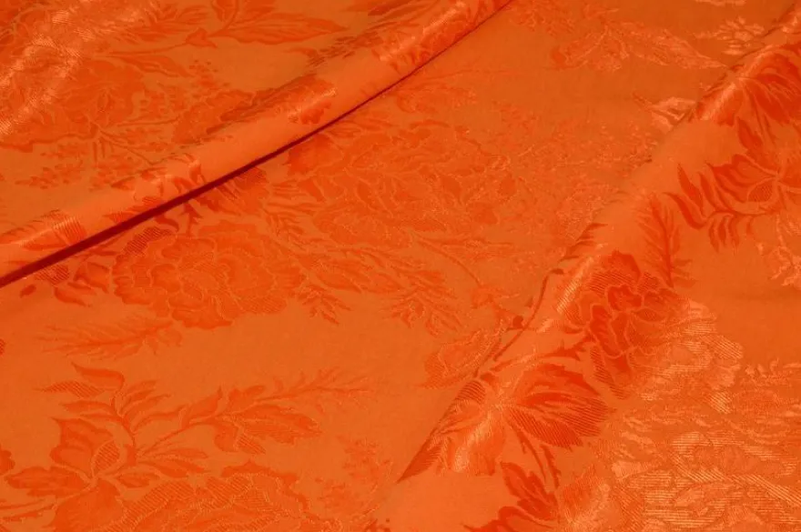 TESSUTO DAMASCATO VISCOSA ARANCIO