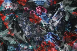 TESSUTO DEVOREH PURA SETA FANTASIA FLOREALE FONDO NERO