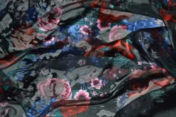 TESSUTO DEVOREH PURA SETA FANTASIA FLOREALE FONDO NERO