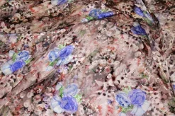 TESSUTO DEVOREH PURA SETA FANTASIA ALTA MODA ROSA