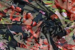TESSUTO DEVORE' SETA ROSSO/NERO