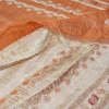 TESSUTO DOPPIA ORGANZA ARANCIO CON FIORE RICAMATO