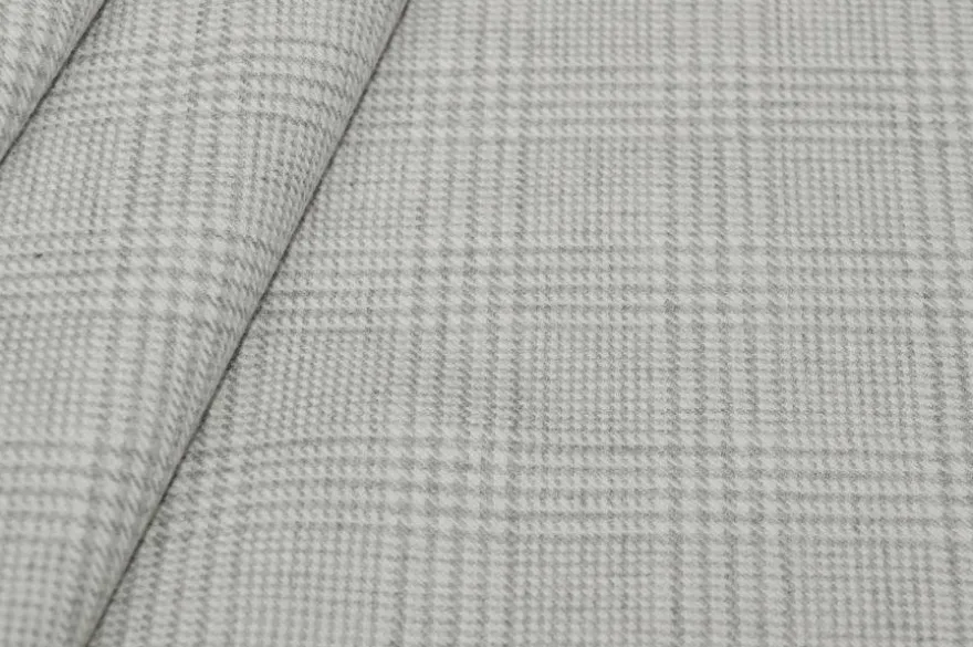 TESSUTO FLANELLA MISTO CASHMERE PRINCIPE DI GALLES GRIGIO CHIARO