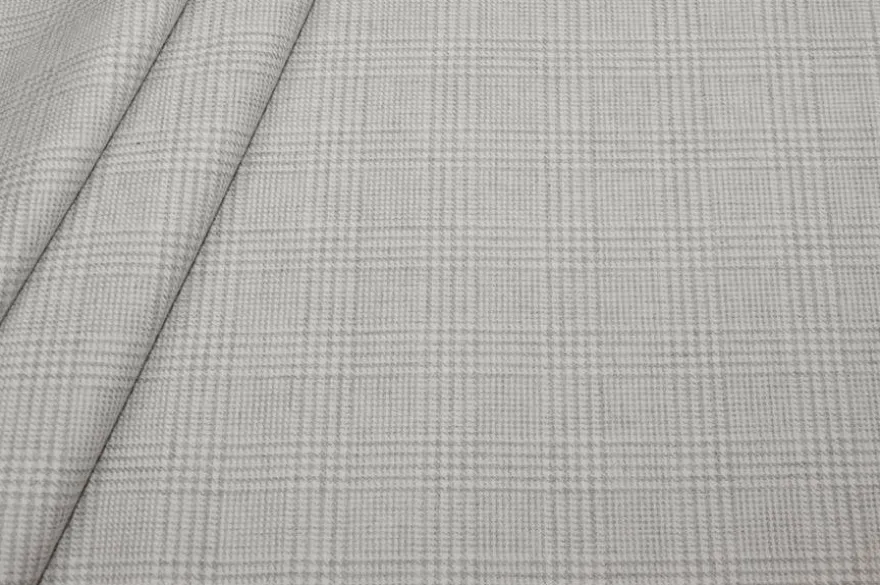 TESSUTO FLANELLA MISTO CASHMERE PRINCIPE DI GALLES GRIGIO CHIARO