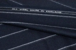 TESSUTO FLANELLA PURA LANA MADE IN ENGLAND BLU GESSATO LARGO