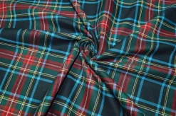 TESSUTO FLANELLA PURO COTONE TARTAN RIGA ROSSA
