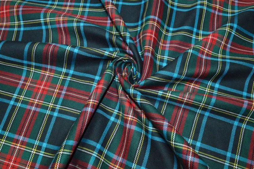 TESSUTO FLANELLA PURO COTONE TARTAN RIGA ROSSA