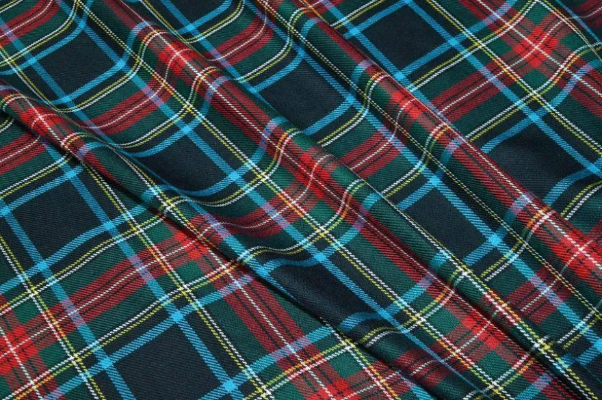 TESSUTO FLANELLA PURO COTONE TARTAN RIGA ROSSA