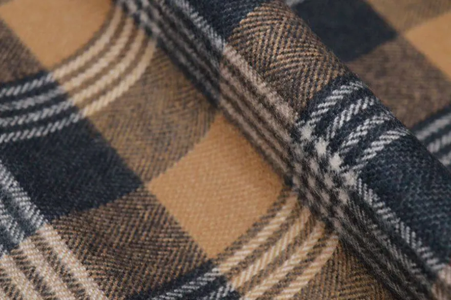 TESSUTO FLANELLA PURO COTONE SCACCO BEIGE