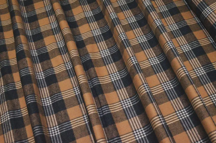 TESSUTO FLANELLA PURO COTONE SCACCO BEIGE