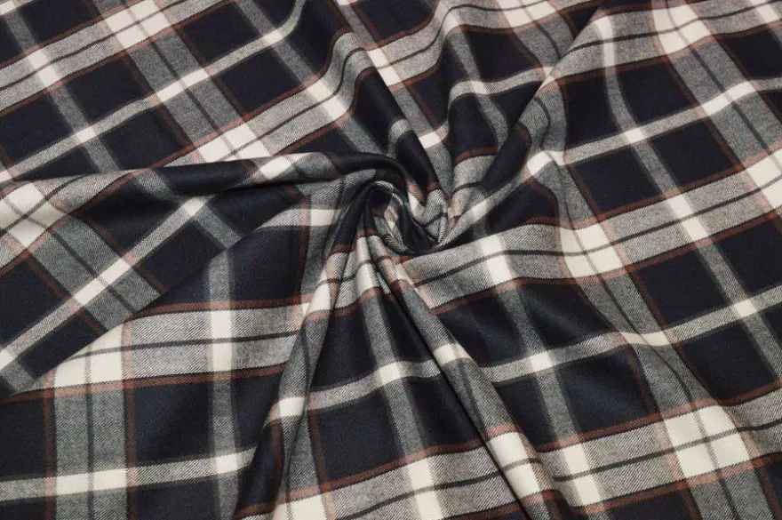 TESSUTO FLANELLA PURO COTONE TARTAN BLU