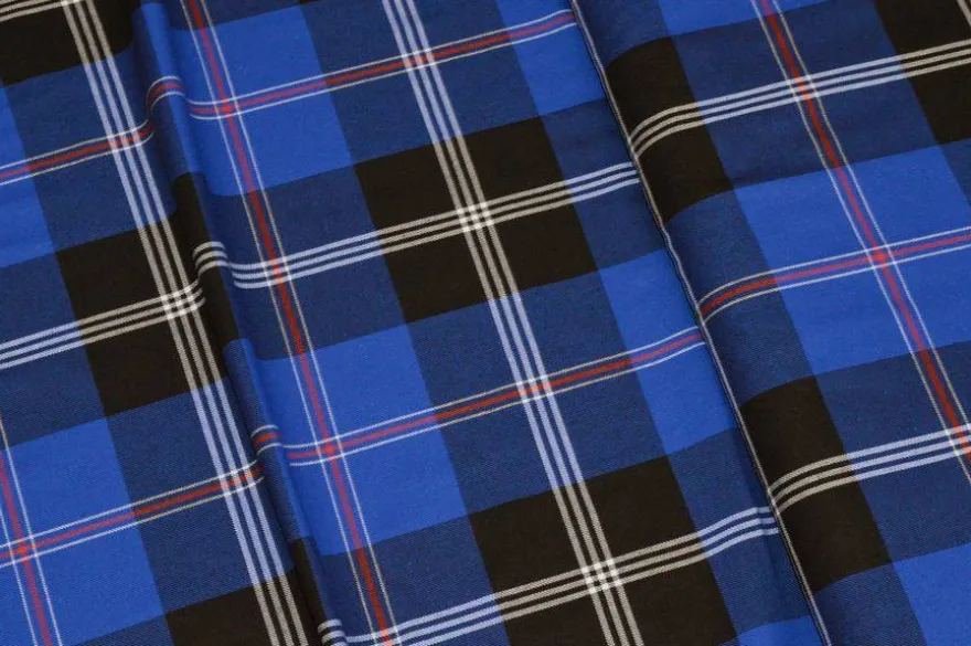 TESSUTO FLANELLA PURO COTONE TARTAN BLU