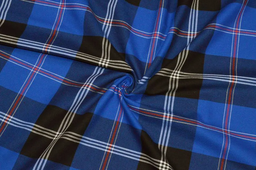 TESSUTO FLANELLA PURO COTONE TARTAN BLU