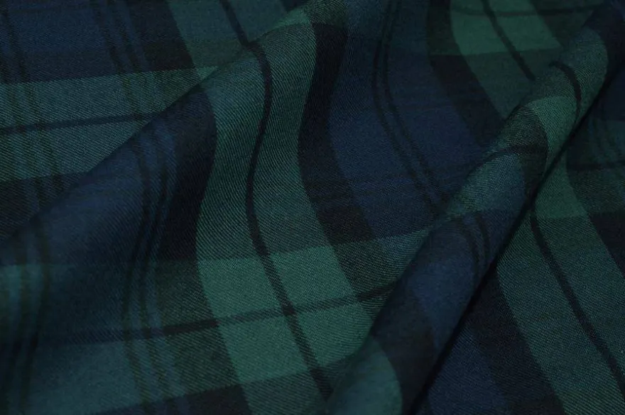 TESSUTO FLANELLA PURO COTONE TARTAN BLU E VERDE