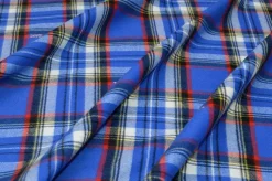 TESSUTO FLANELLA PURO COTONE TARTAN AZZURRO